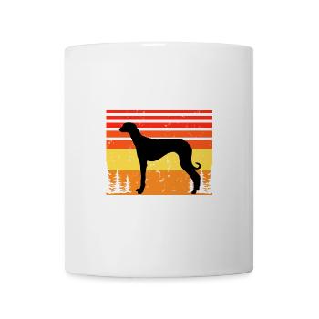 Alter kroatischer Windhund Hund Silhouette Retro Sonne - Tasse - Weiß - Vorne
