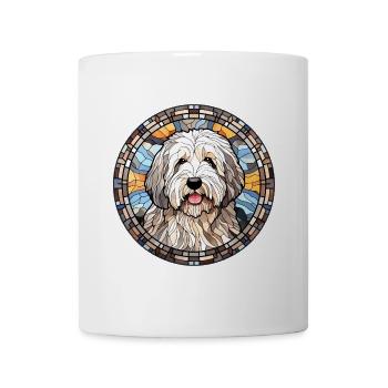 Altes englisches Schäferhund-Hunderasse-Aquarellglas - Tasse - Weiß - Vorne