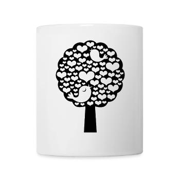 Baum voller Herzen und Vögel - Tasse - Weiß - Vorne