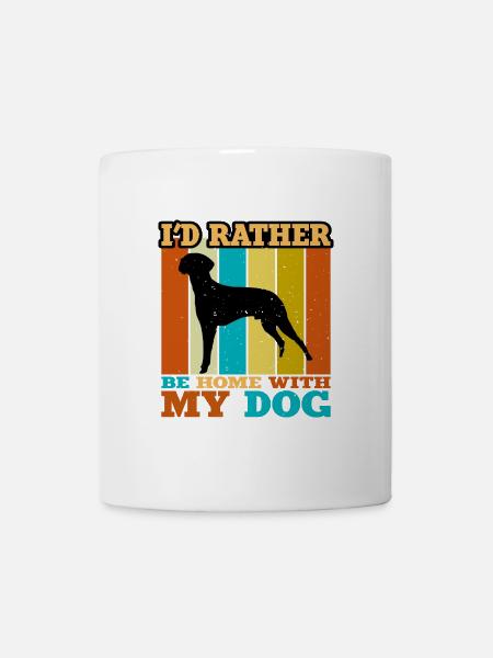 Braque Francais Hundeliebe Silhouette Vintage Sonnenuntergang - Tasse - Weiß
