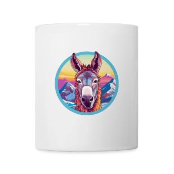 Esel Aquarell Karikatur Kawaii Haustier Tier Farbe - Tasse - Weiß - Vorne