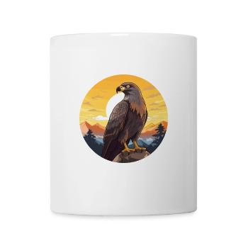 Bussard Buntes Aquarell Cartoon Kawaii Tier - Tasse - Weiß - Vorne
