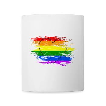 Regenbogen Flagge Herz used - Tasse - Weiß - Vorne