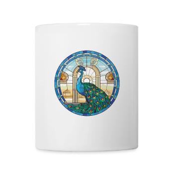 Pfauenbunte Aquarell-Tierillustration - Tasse - Weiß - Vorne