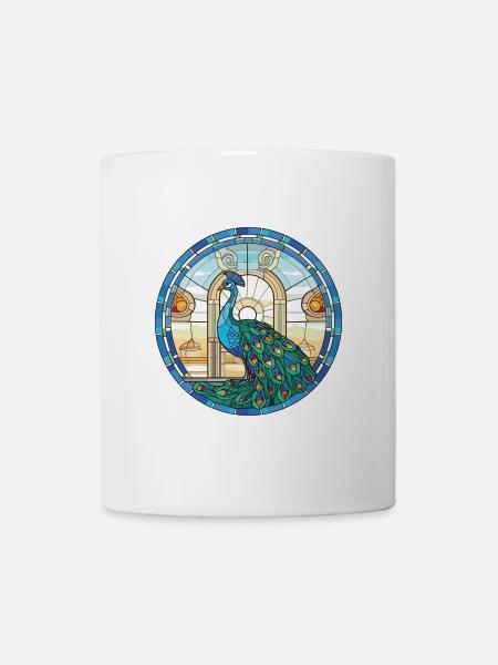 Pfauenbunte Aquarell-Tierillustration - Tasse - Weiß