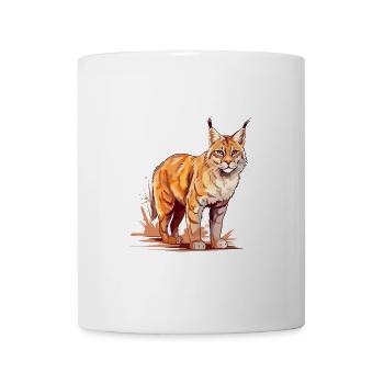 Rotluchs buntes Aquarell Karikatur Kawaii Tier - Tasse - Weiß - Vorne