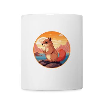 Eichhörnchen buntes Aquarell Cartoon Kawaii Tier - Tasse - Weiß - Vorne