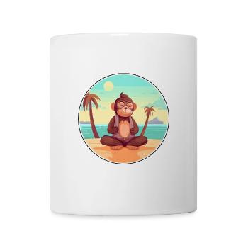 Affe-Cartoon-Yoga-Strand-Sommer-Illustration - Tasse - Weiß - Vorne