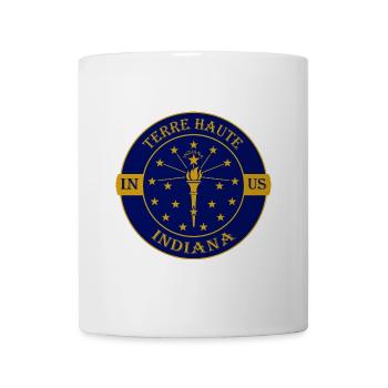 Terre Haute Indiana Flagge USA Reise-Souvenir-Abzeichen - Tasse - Weiß - Vorne