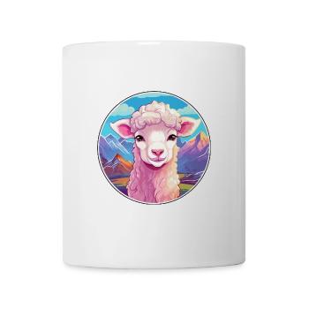 Schaf Aquarell Karikatur Kawaii Haustier Tier Farbefu - Tasse - Weiß - Vorne