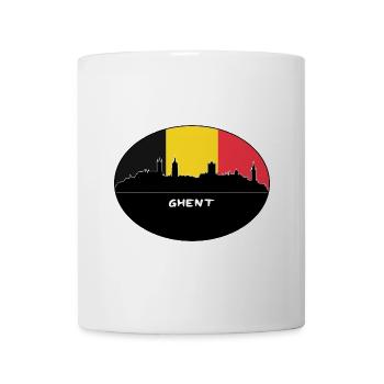 Gent Belgien Flagge Skyline Silhouette Reisen - Tasse - Weiß - Vorne