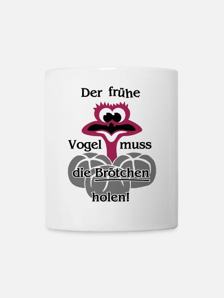 Der frühe Vogel muss die Brötchen holen - Beutel - Tasse - Weiß
