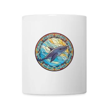 Bunte Aquarell-Tierillustration des Blauwals - Tasse - Weiß - Vorne