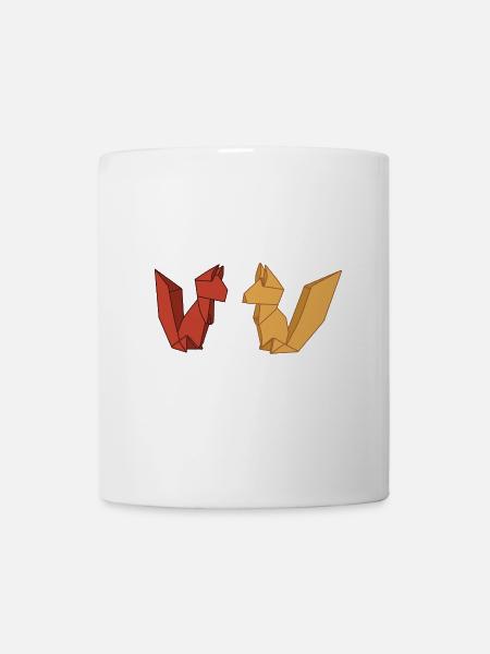 Flinker Origami Fuchs Faltkunst - Tasse - Weiß