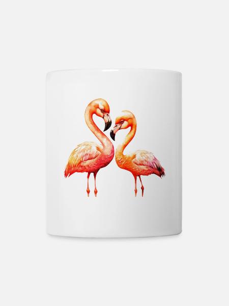 Flamingos im Herzduo - Tasse - Weiß
