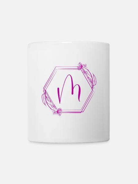 Monogramm M im Hexagonrahmen - Tasse - Weiß