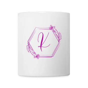 K Monogramm Florale Geometrie - Tasse - Weiß - Vorne