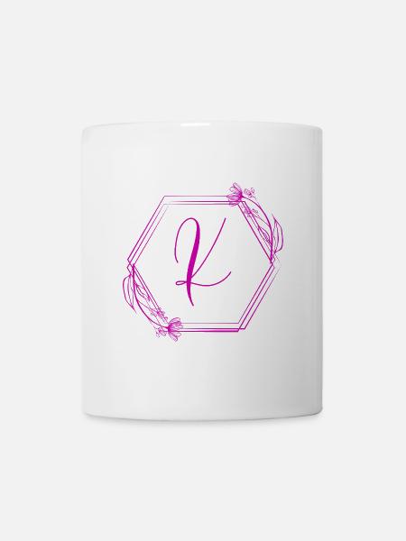 K Monogramm Florale Geometrie - Tasse - Weiß