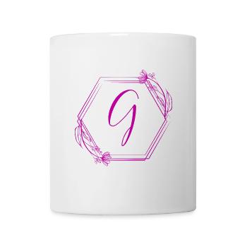 G Blütenmonogramm im Hex-Frame - Tasse - Weiß - Vorne