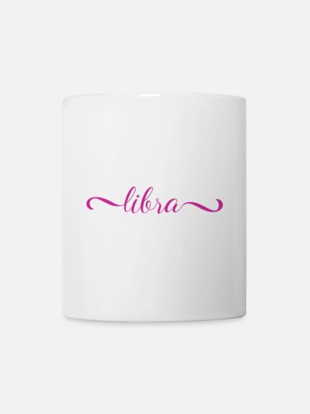 Libra Pink Script Zodiak Design - Tasse - Weiß