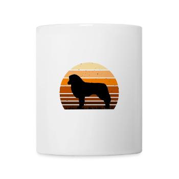 Englischer Schäferhund Liebhaber Silhouette Retro Sonnenuntergang - Tasse - Weiß - Vorne