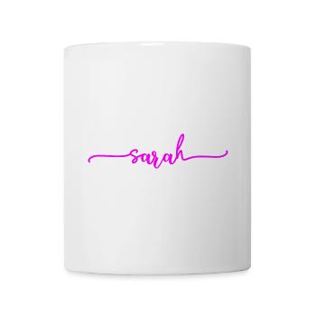 Sarah Schriftzug Neon Pink - Tasse - Weiß - Vorne