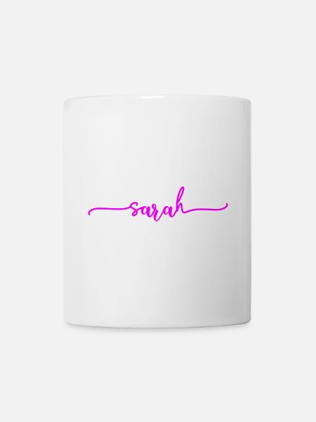 Sarah Schriftzug Neon Pink - Tasse - Weiß