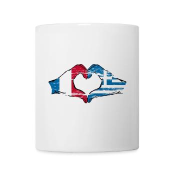 Frankreich Griechenland Flagge Hände Herzform used - Tasse - Weiß - Vorne