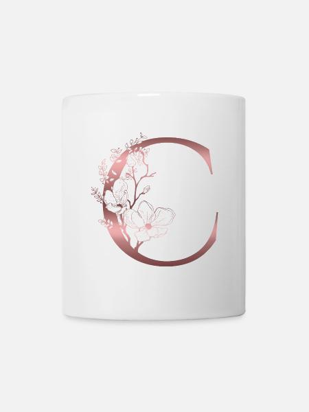 Floraler Buchstabe C - Tasse - Weiß