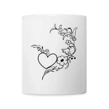 Blumenranke mit Herz - Tasse - Weiß - Vorne