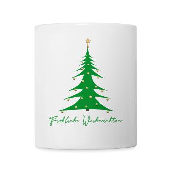 Fröhliche Weihnachten Weihnachtsbaum - Tasse - Weiß - Vorne