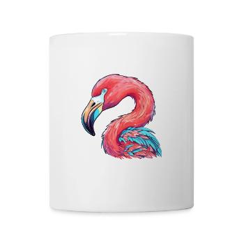 Flamingo Buntes Aquarell Cartoon Kawaii Tier - Tasse - Weiß - Vorne