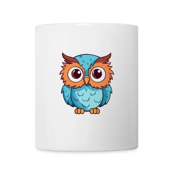 Eule süßes glückliches Kawaii Cartoon Clipart Tier - Tasse - Weiß - Vorne