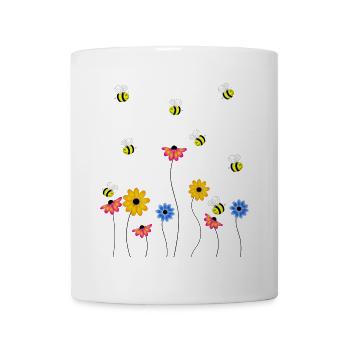 Hummelwiese Hummel Biene Wespe Honig Wiese Blumen - Tasse - Weiß - Vorne