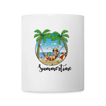 Summertime - Mann in Hängematte am Strand - Tasse - Weiß - Vorne