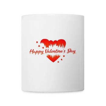 Valentinstag Valentine rote Herzen - Tasse - Weiß - Vorne