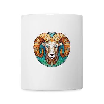 Widder, farbenfrohe Aquarell-Tierhaustier-Illustration - Tasse - Weiß - Vorne