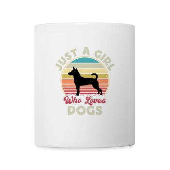 Decker Rat Terrier Hund Silhouette Retro Sonnenuntergang - Tasse - Weiß - Vorne