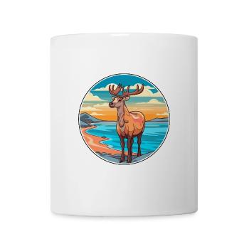 Karibu Aquarell Karikatur Kawaii Clipart Tier - Tasse - Weiß - Vorne