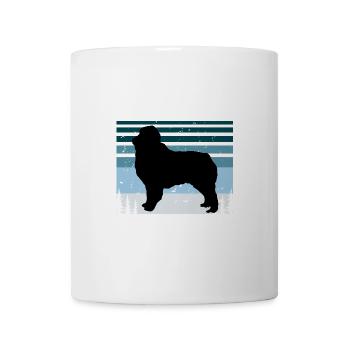 Austrealian Shephard Dog Silhouette Retro Sonnenuntergang - Tasse - Weiß - Vorne