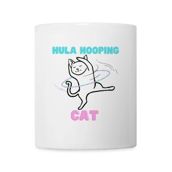 Hula Hooping Katze - Funny Dance Kitty - Tasse - Weiß - Vorne