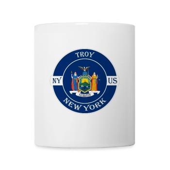 Troy New York Flagge USA Reise Souvenir Abzeichen - Tasse - Weiß - Vorne