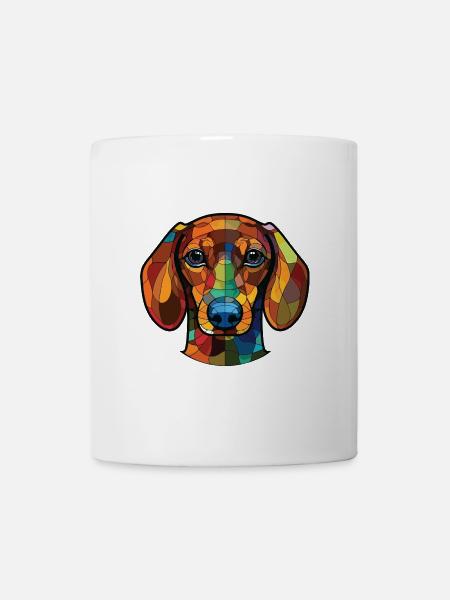 Dackelhund Buntes Aquarell Tier Cartoon - Tasse - Weiß
