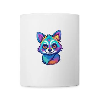 Waschbär buntes Aquarell Cartoon Kawaii Tier - Tasse - Weiß - Vorne