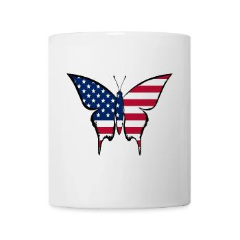 USA Flagge Schmetterling - Tasse - Weiß - Vorne