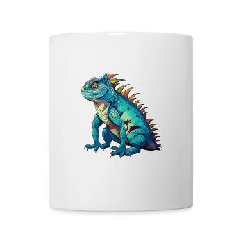 Basilisk Buntes Aquarell Cartoon Kawaii Tier - Tasse - Weiß - Vorne
