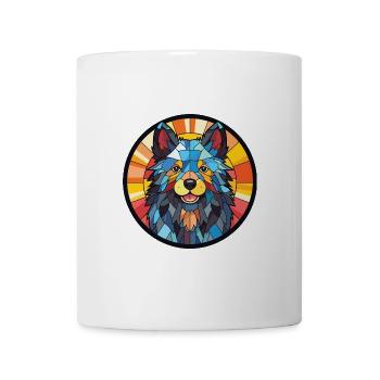 Schipperke Hunderasse Aquarell Glas Illustration - Tasse - Weiß - Vorne