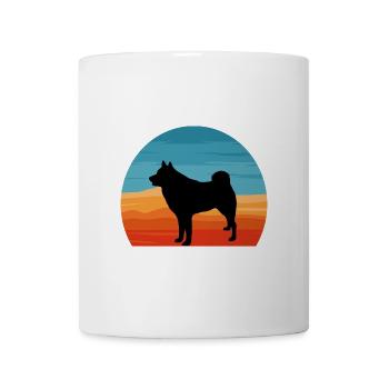 Finnischer Spitz Hundeliebhaber Silhouette Vintage Sonnenuntergang - Tasse - Weiß - Vorne