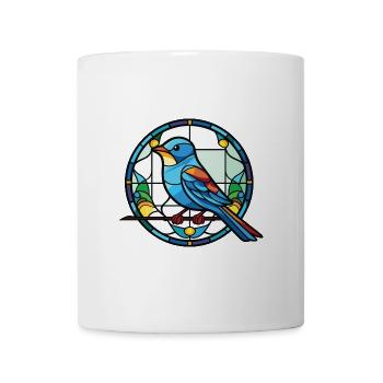Blauer Vogel Buntes Aquarell Tier Illustration - Tasse - Weiß - Vorne