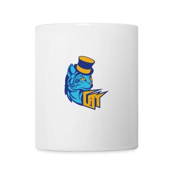 Blaue Katze mit Zylinder - Cat Logo - Tasse - Weiß - Vorne